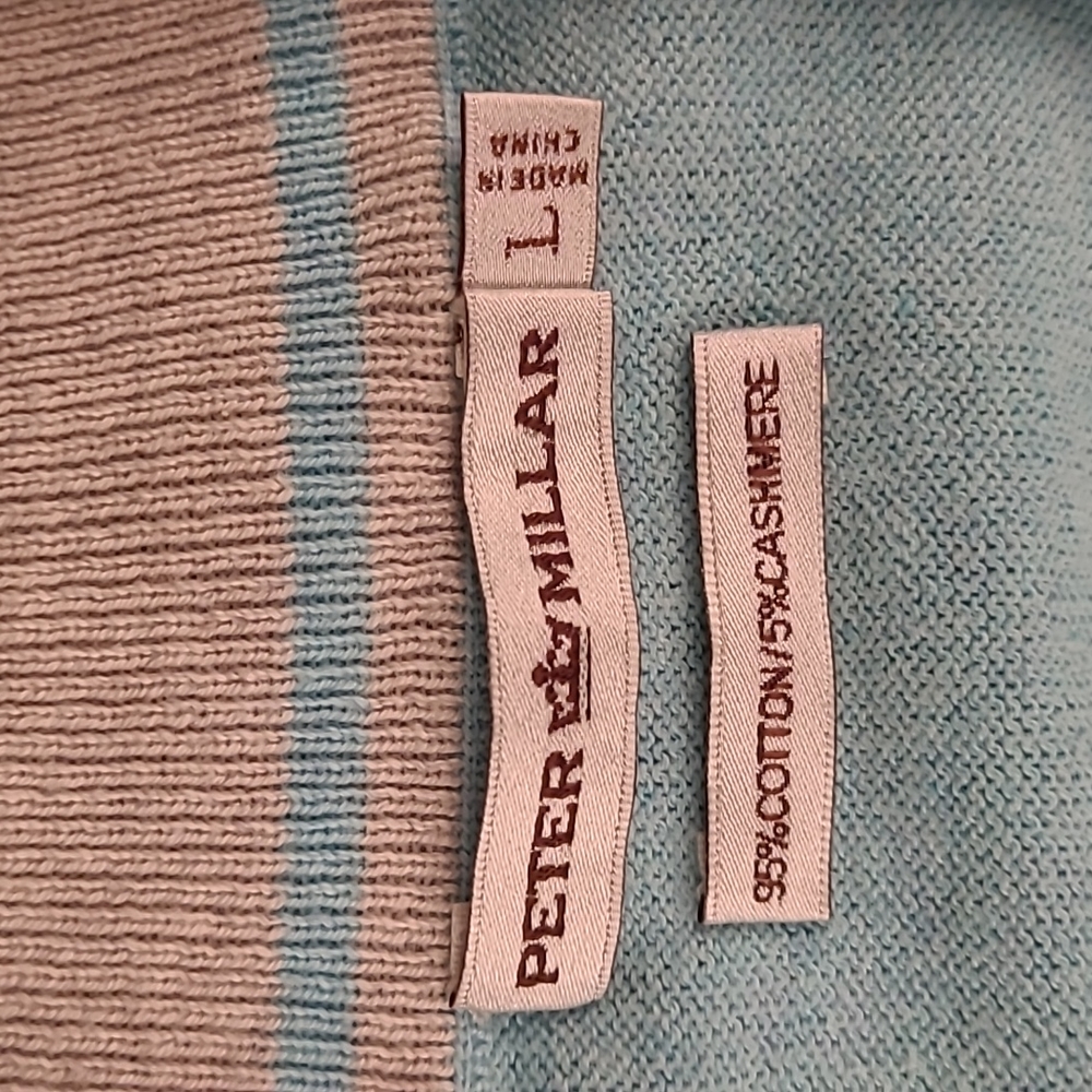 Peter Millar Light Blue Half Zip Pullover Cotton … - image 5